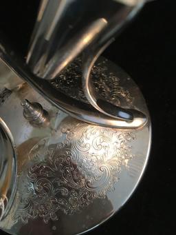 Silverplate epergne with four horns
