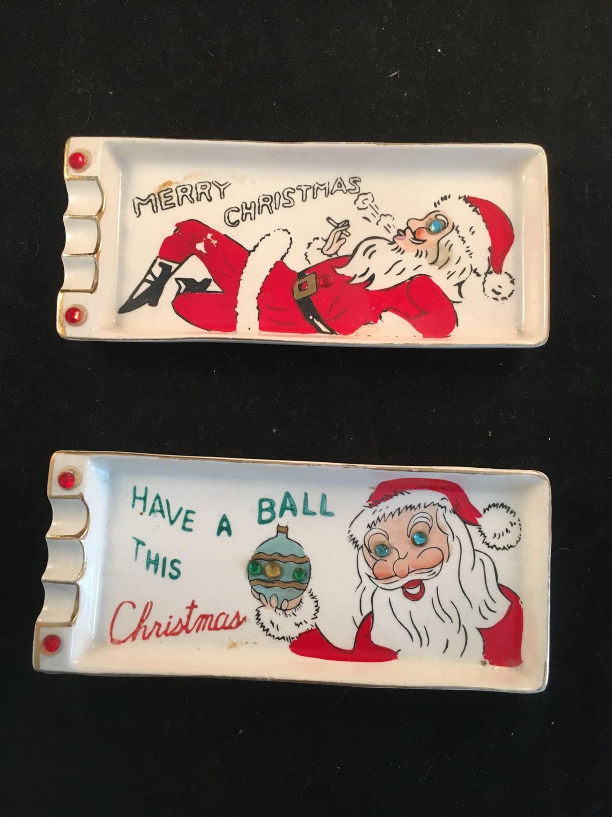 2 Kreiss & Company Chritmas Ashtrays