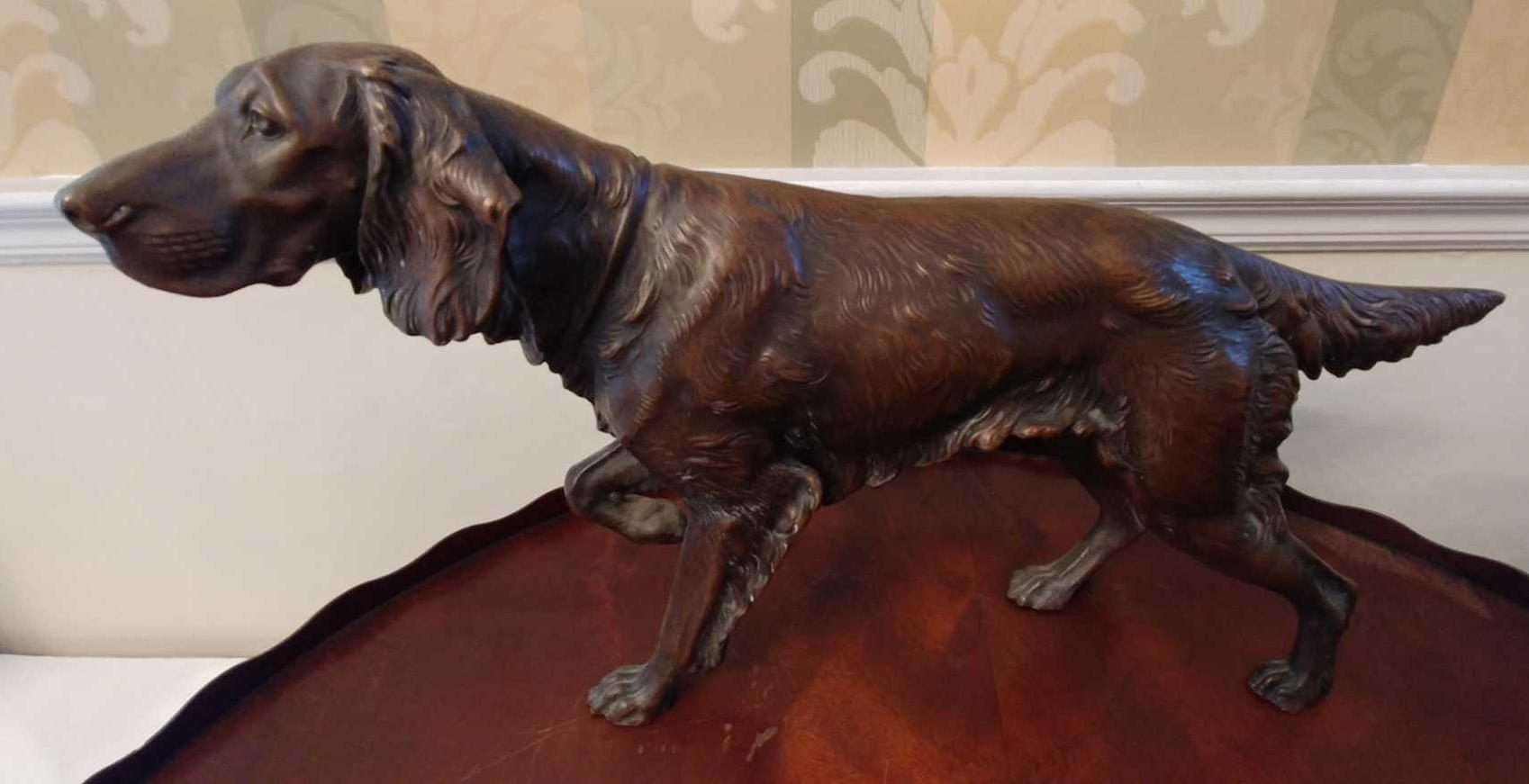 Jennings Brothers Metal setter dog sculpture Jb2591 Mark on bottom