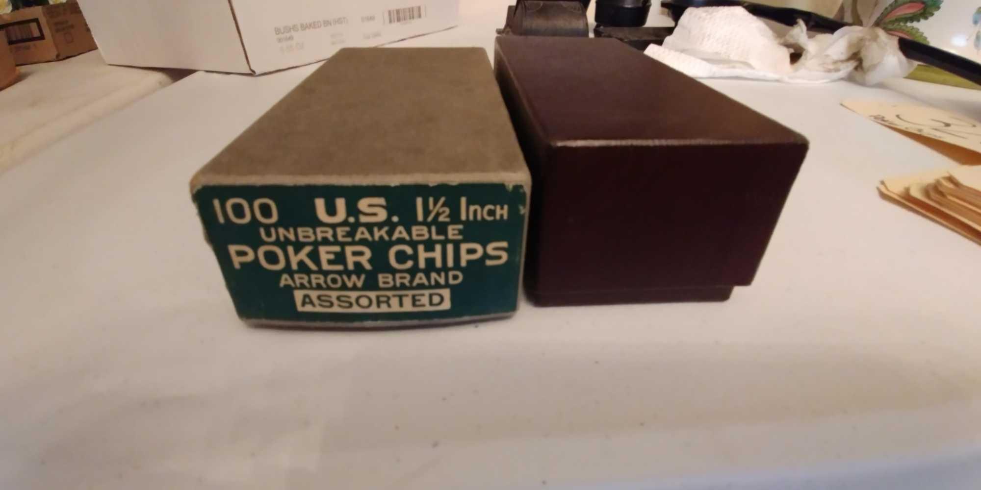 Two boxes poker chips - one bakelite set