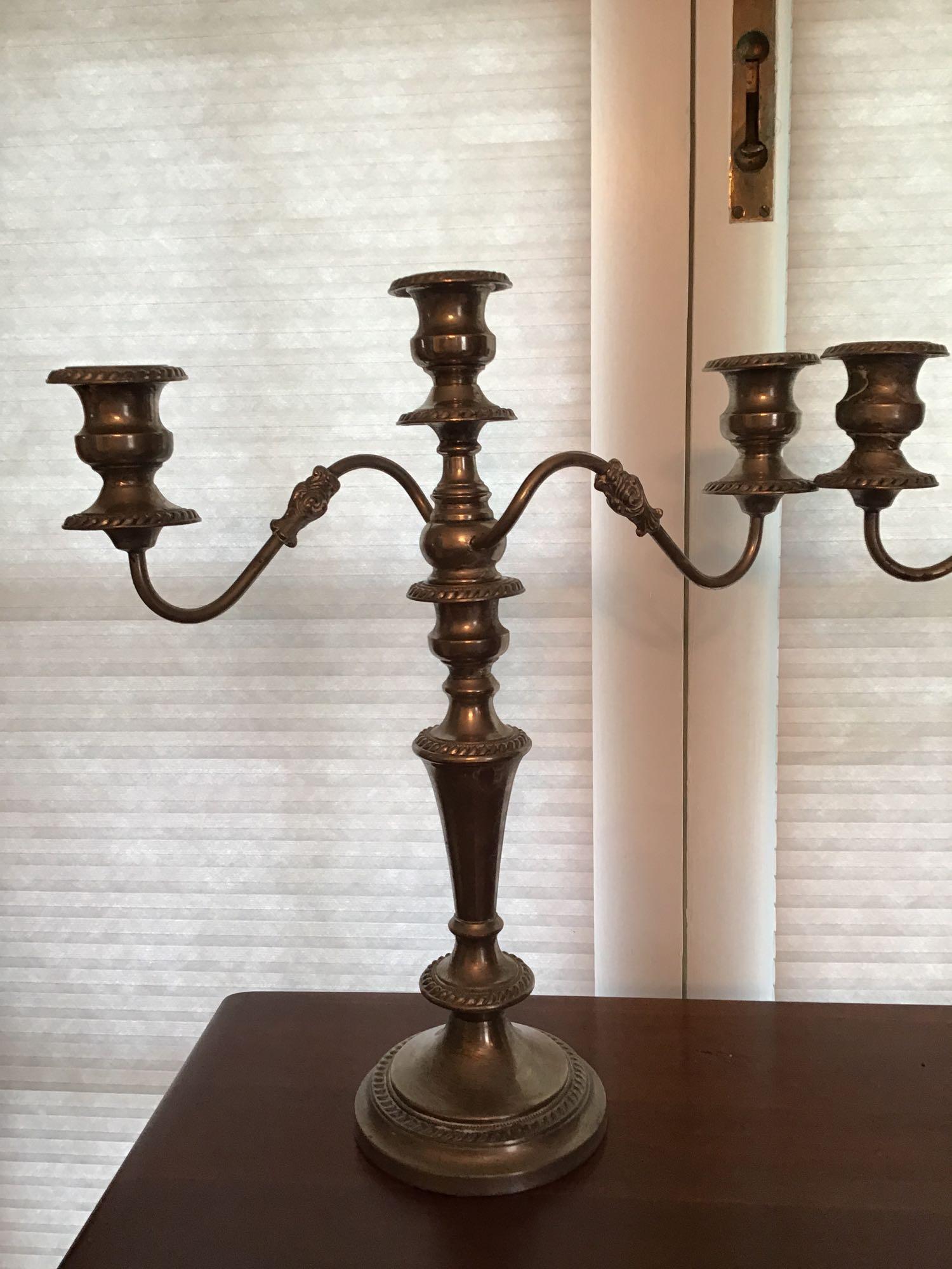 Pair very ornate silverplate candlesticks