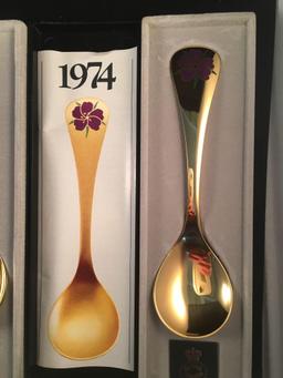 3 Georg Jensen Yearspoon - 1972 Cornflower; 1973 Corn Marigold; 1974 Corn Cockle