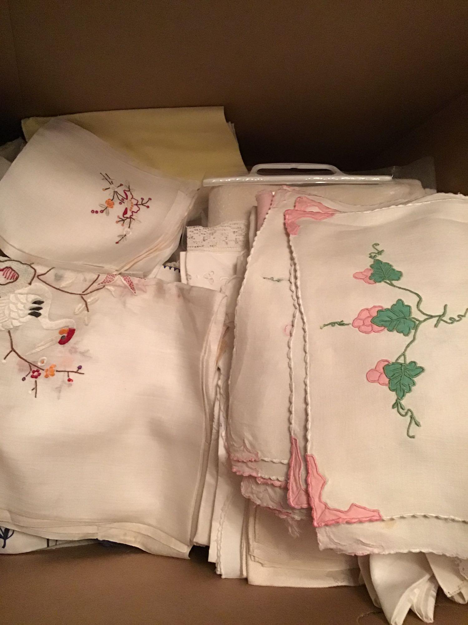 Large box lace tablecloths napkins