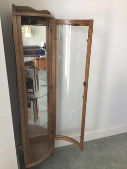 Contemporary oak corner display cabinet With key