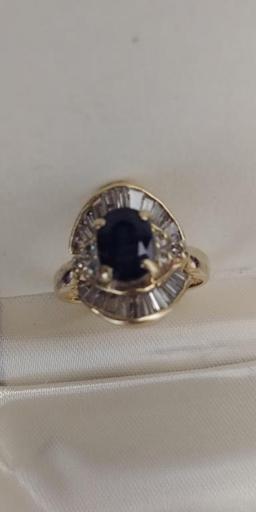 14K Ladies Sapphire and Diamond Ring