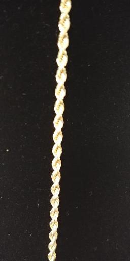 10K Yellow Gold 24 Inch Rope Chain .60 oz