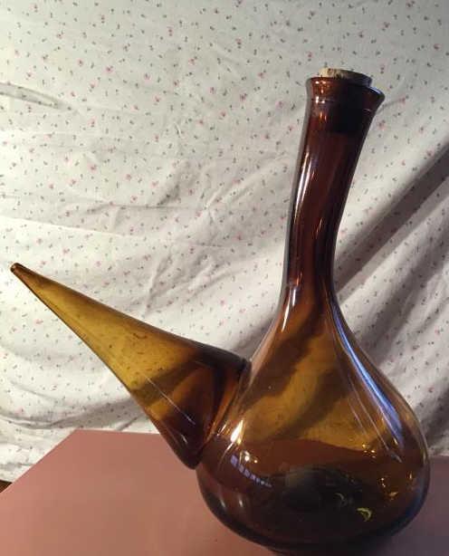 "Two blown glass pcs.  Decanter, pitcher