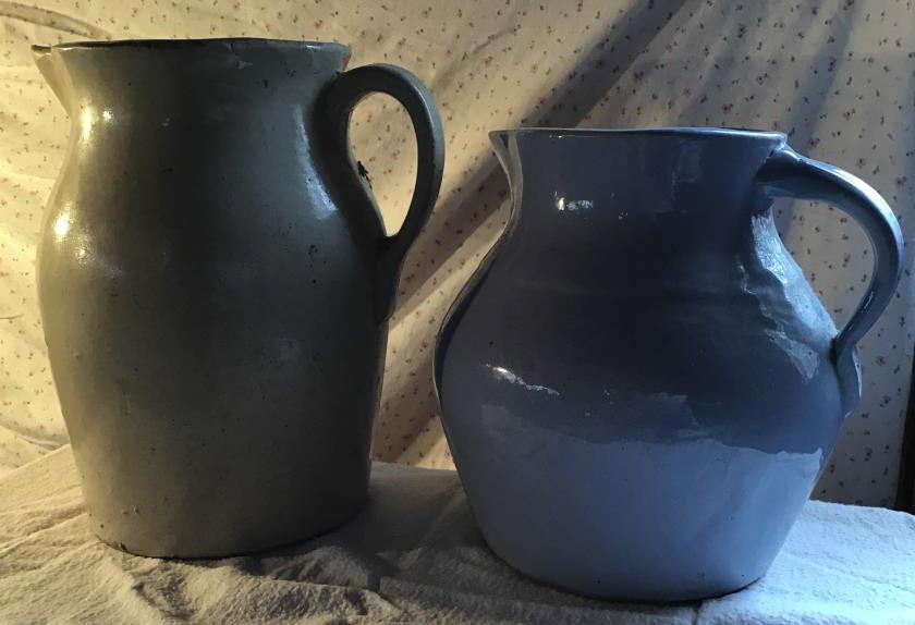 Lot of two heavy pottery pitchers