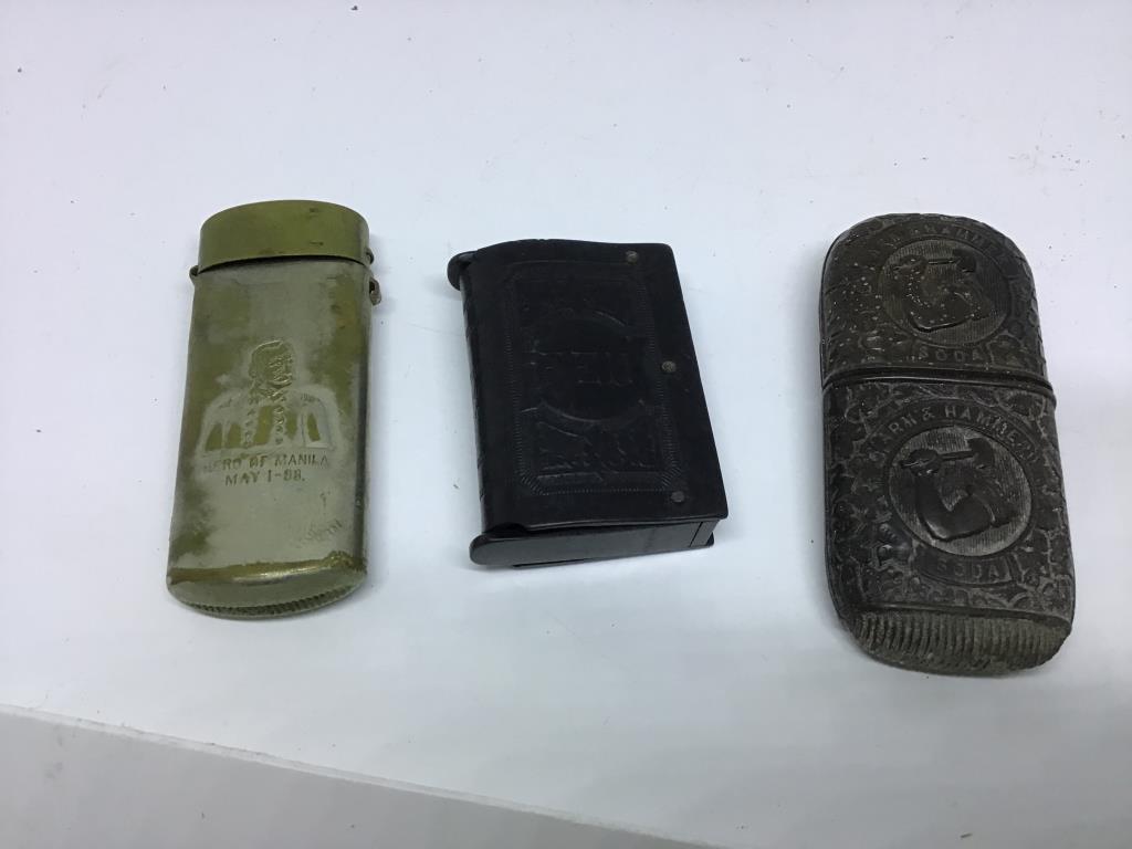 6 antique match safes.