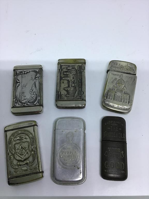 Lot antique match safes.