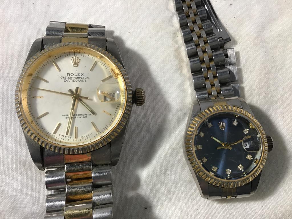 10 miscellaneous watches.  Two Rolex repro.