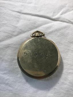 Benrus pocket watch.  Engraved on back.  Runs.