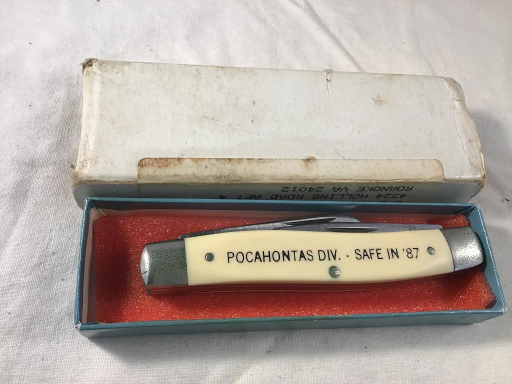 Schrade scrimshaw Norfolk Southern Powhatan Arrow