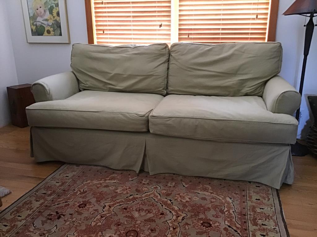 Jacqueline Smith slipcover sofa All covers removable for cleaning.