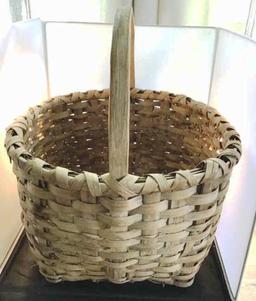 Oak handmade basket.  19 tall x 17 wide.  Oval.