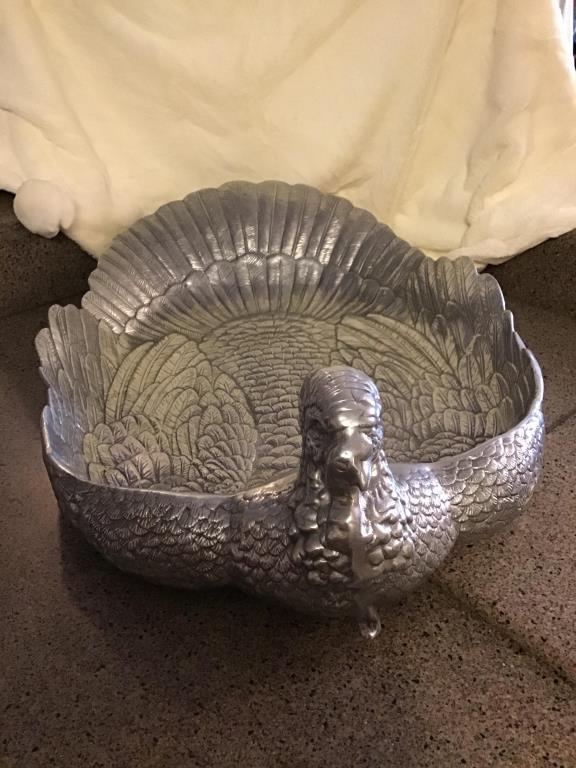 Huge Arthur Court Metal Turkey platter