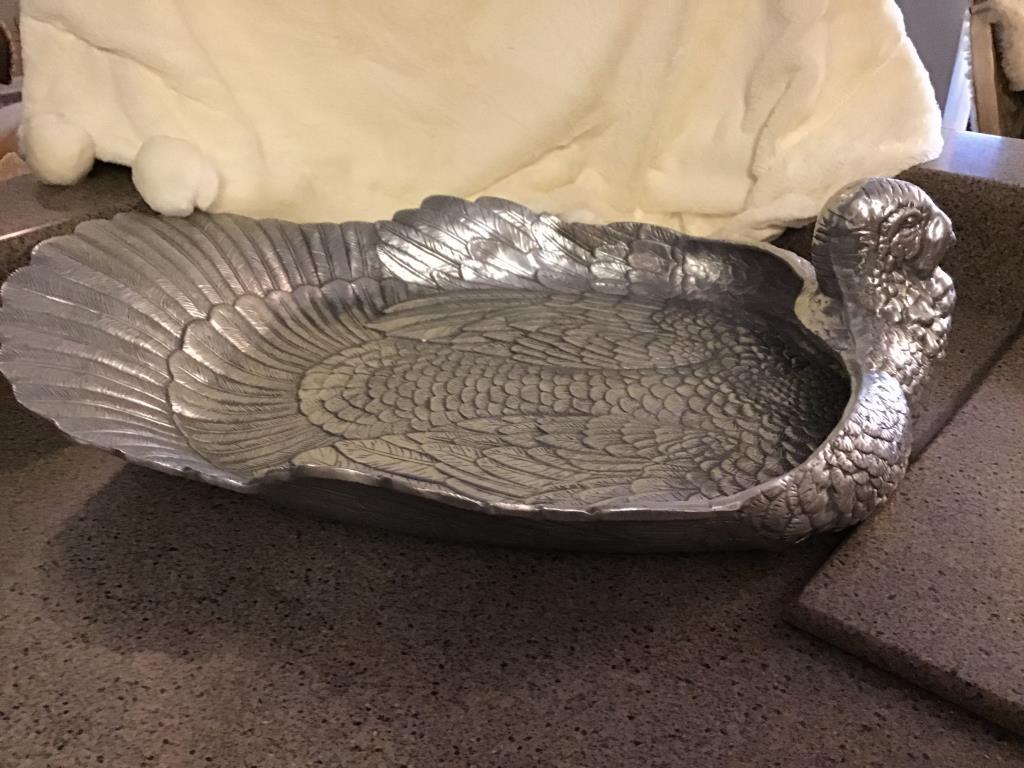 Huge Arthur Court Metal Turkey platter