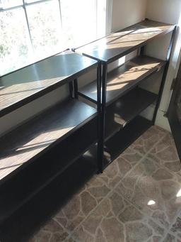 Metal and wood shelves