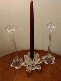 Pair Fostoria candelabras, 3 glass candleholders