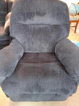 Swivel rocker recliner.  Steel blue grey.