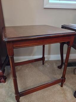 Square mahogany end table. 21 tall x 19 square