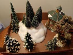 Box of Christmas miniatures, trees etc