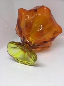 Blenko Amberina footed compote.  6 inches tall