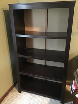 Dark Finish Bookcase. Some Damage In Shelf.