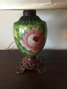 Hand Painted Table Lamp. 22 Inches. Iron Base