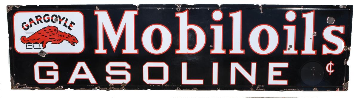 Mobiloils Gargoyle Gasoline Porcelain Pricer Sign