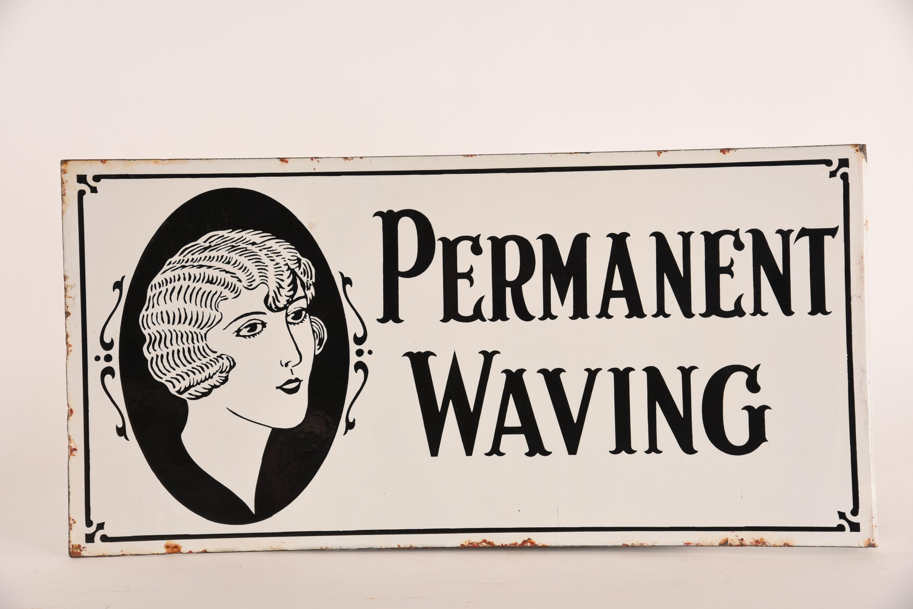 Permanent Waving Porcelain Flange Sign