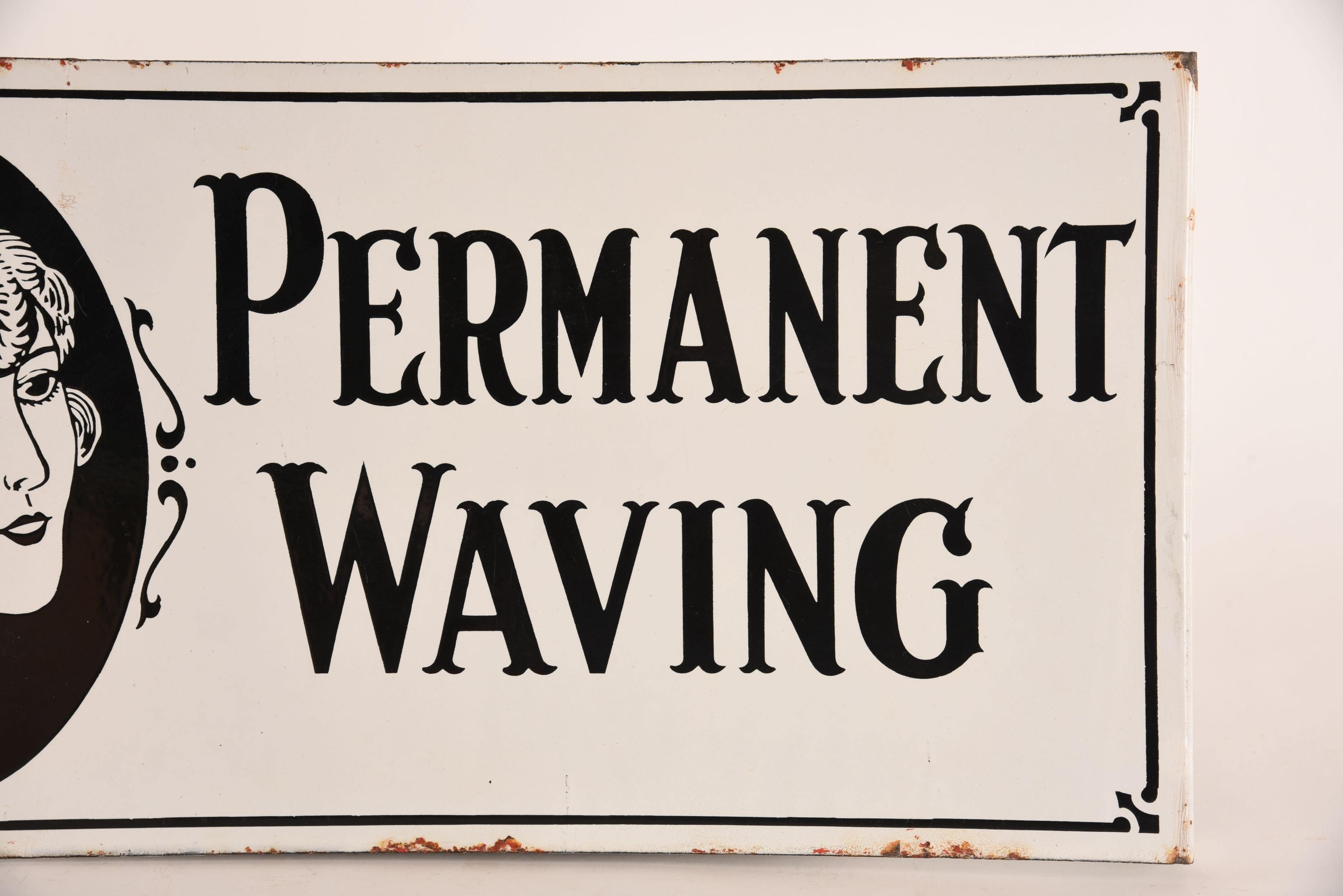 Permanent Waving Porcelain Flange Sign