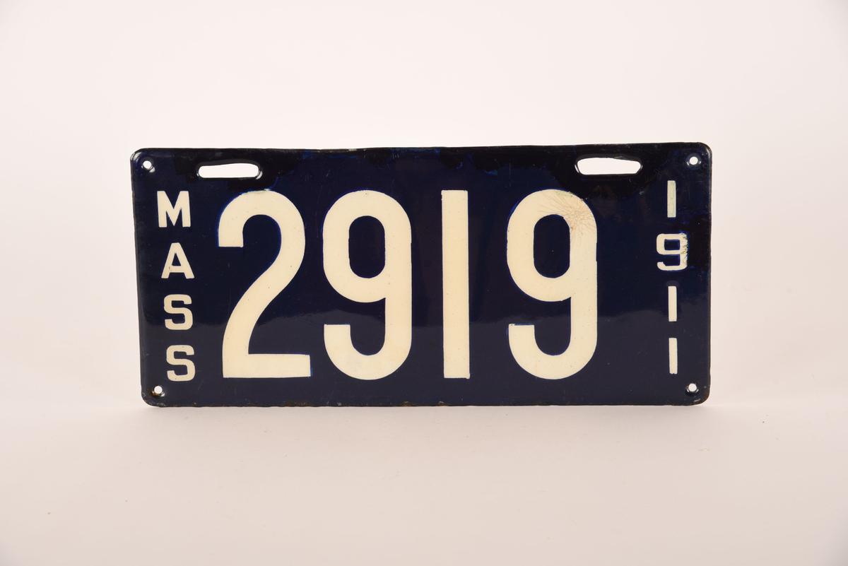 Massachusetts 1911 Porcelain License Plate Restored