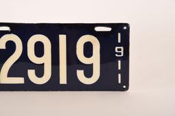 Massachusetts 1911 Porcelain License Plate Restored