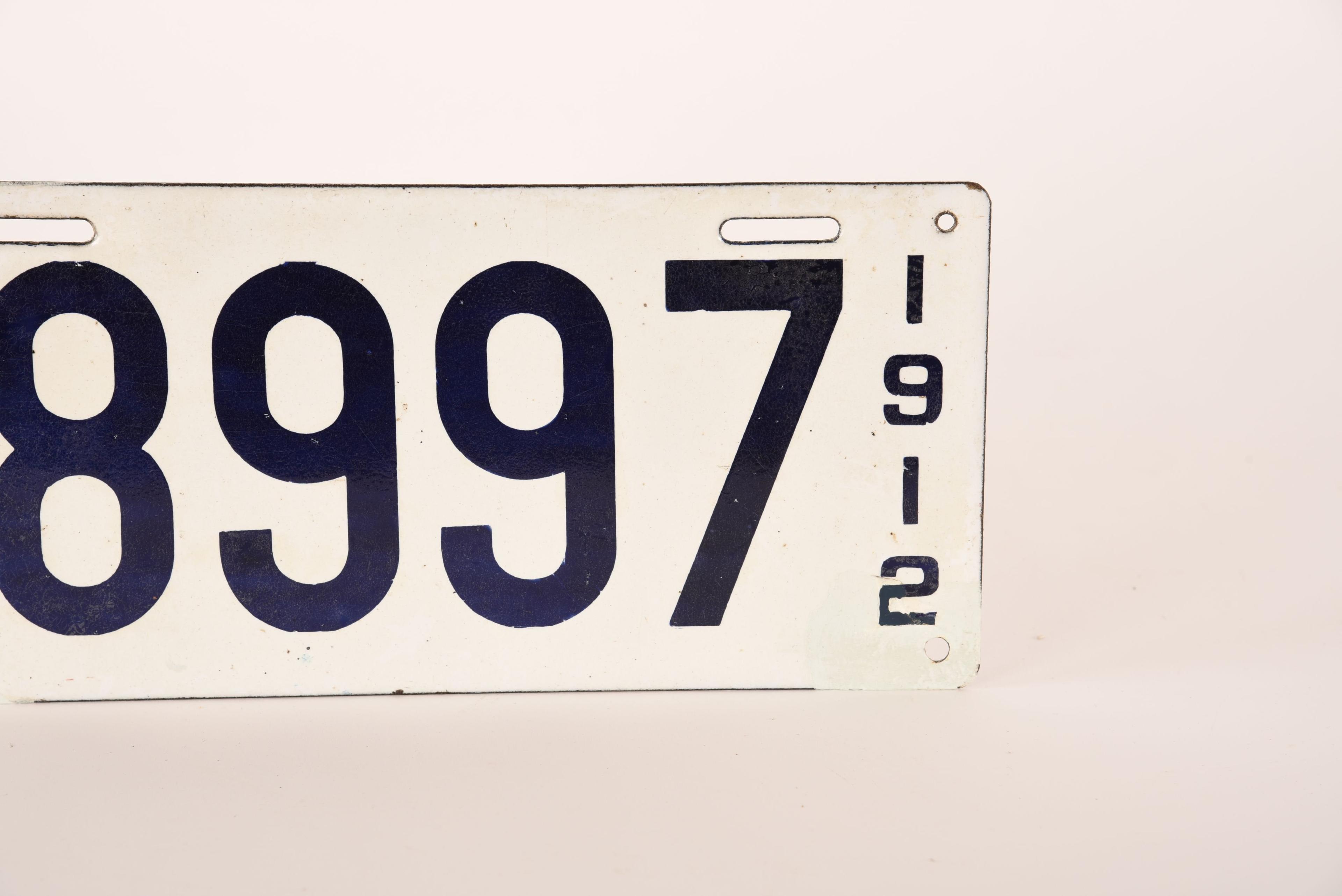 Massachusetts 1912 Porcelain License Plate