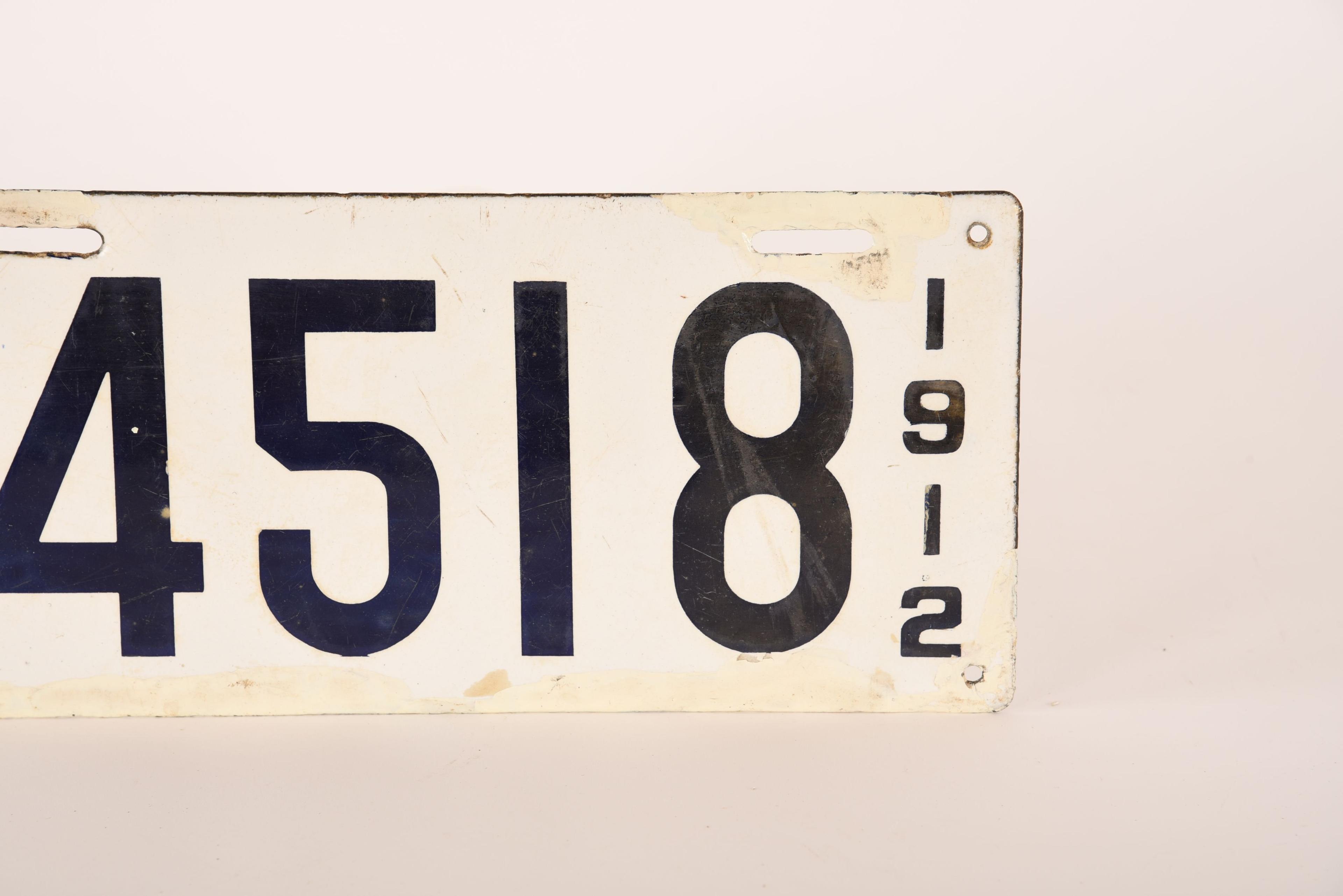 Massachusetts 1912 Porcelain License Plate