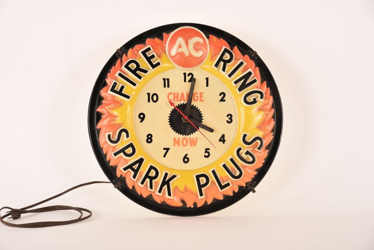 AC Fire Ring Spark Plugs Lighted Clock