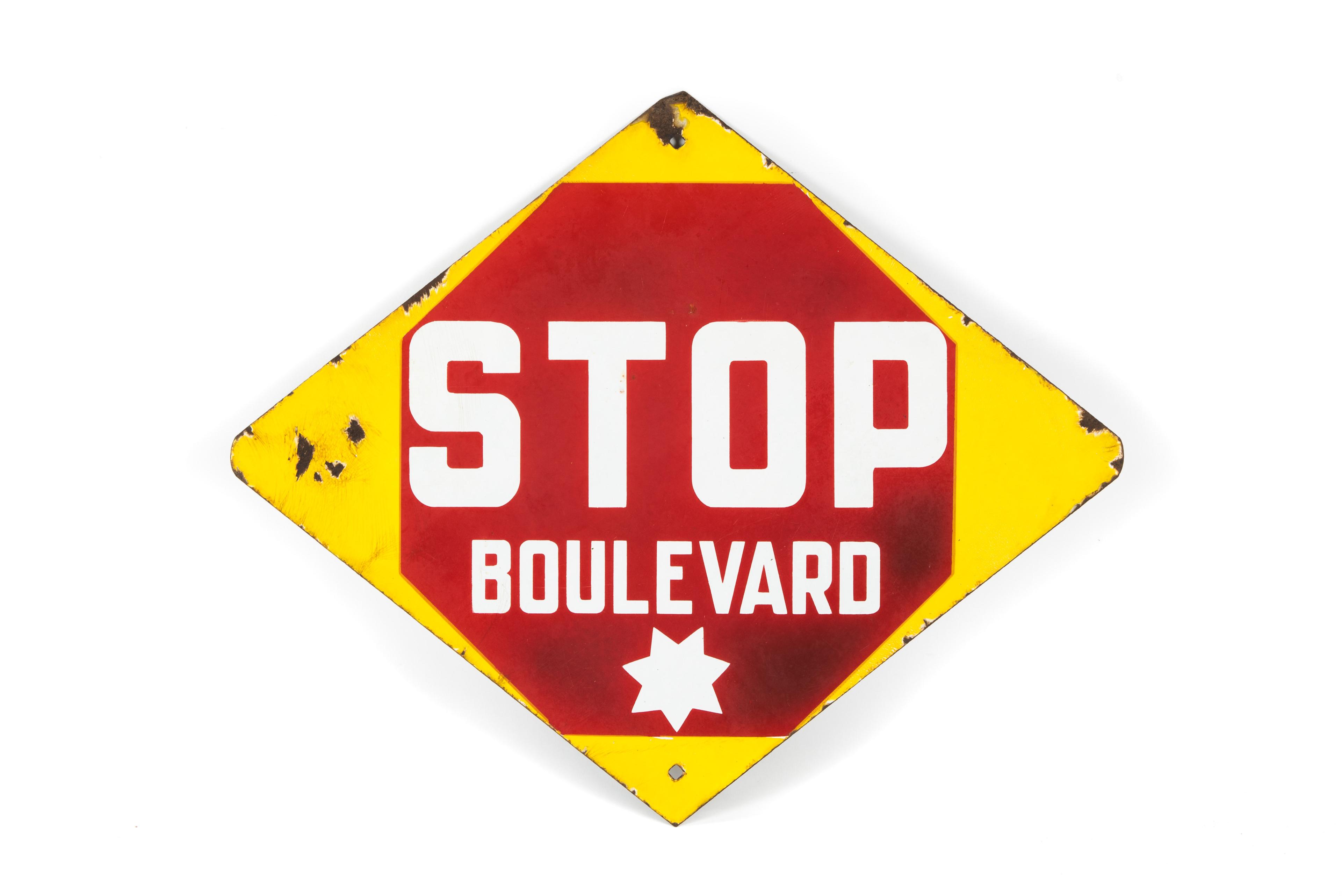 Stop Boulevard Porcelain Traffic Sign