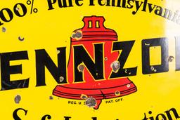 Large Pennzoil Safe Lubrication Porcelain Sign