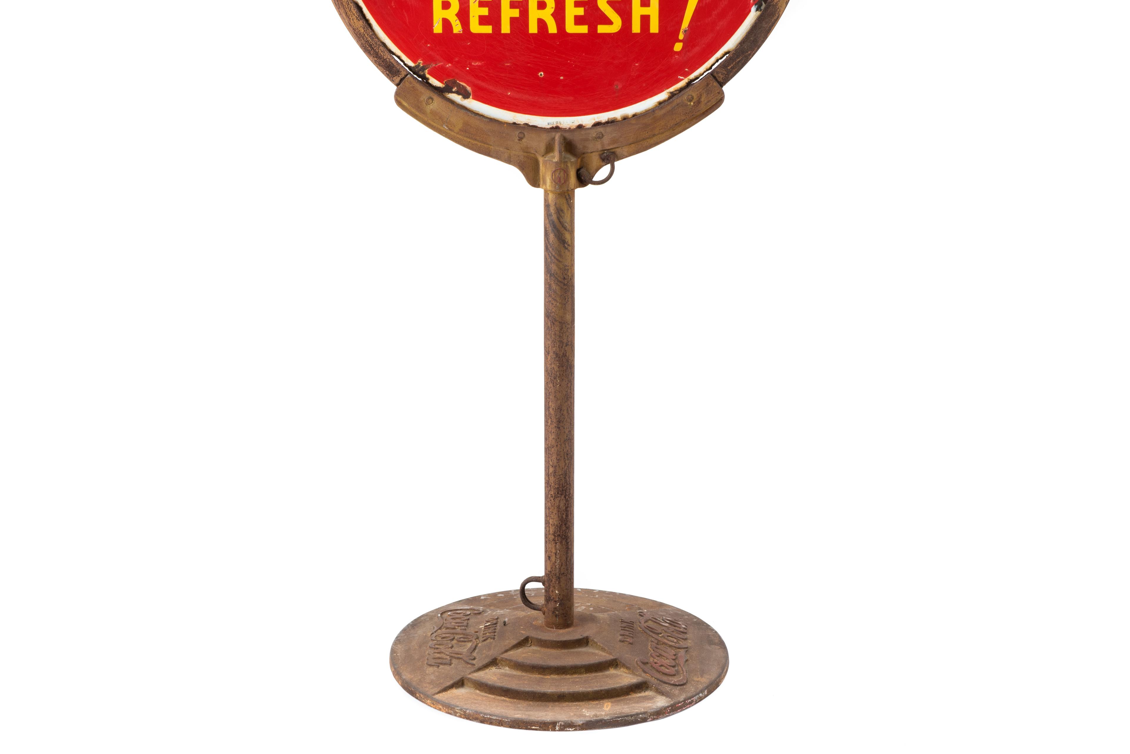 Drink Coca-Cola Refresh! Porcelain Curb Sign