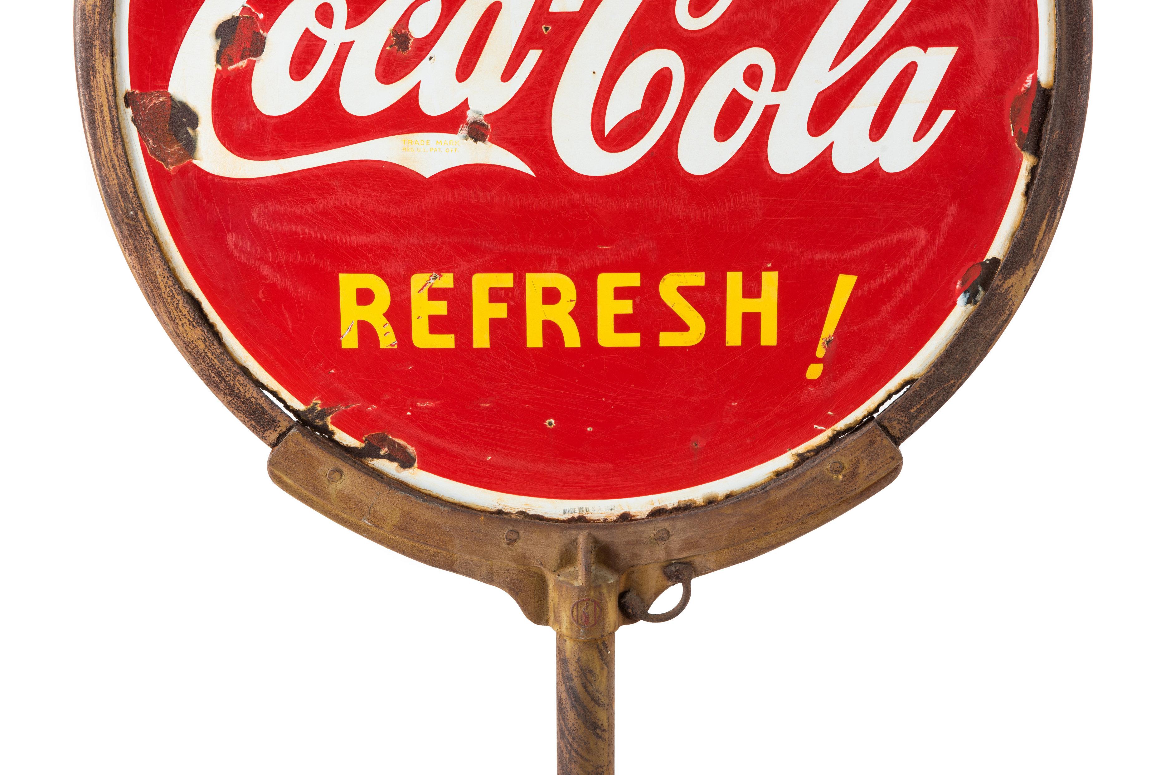 Drink Coca-Cola Refresh! Porcelain Curb Sign