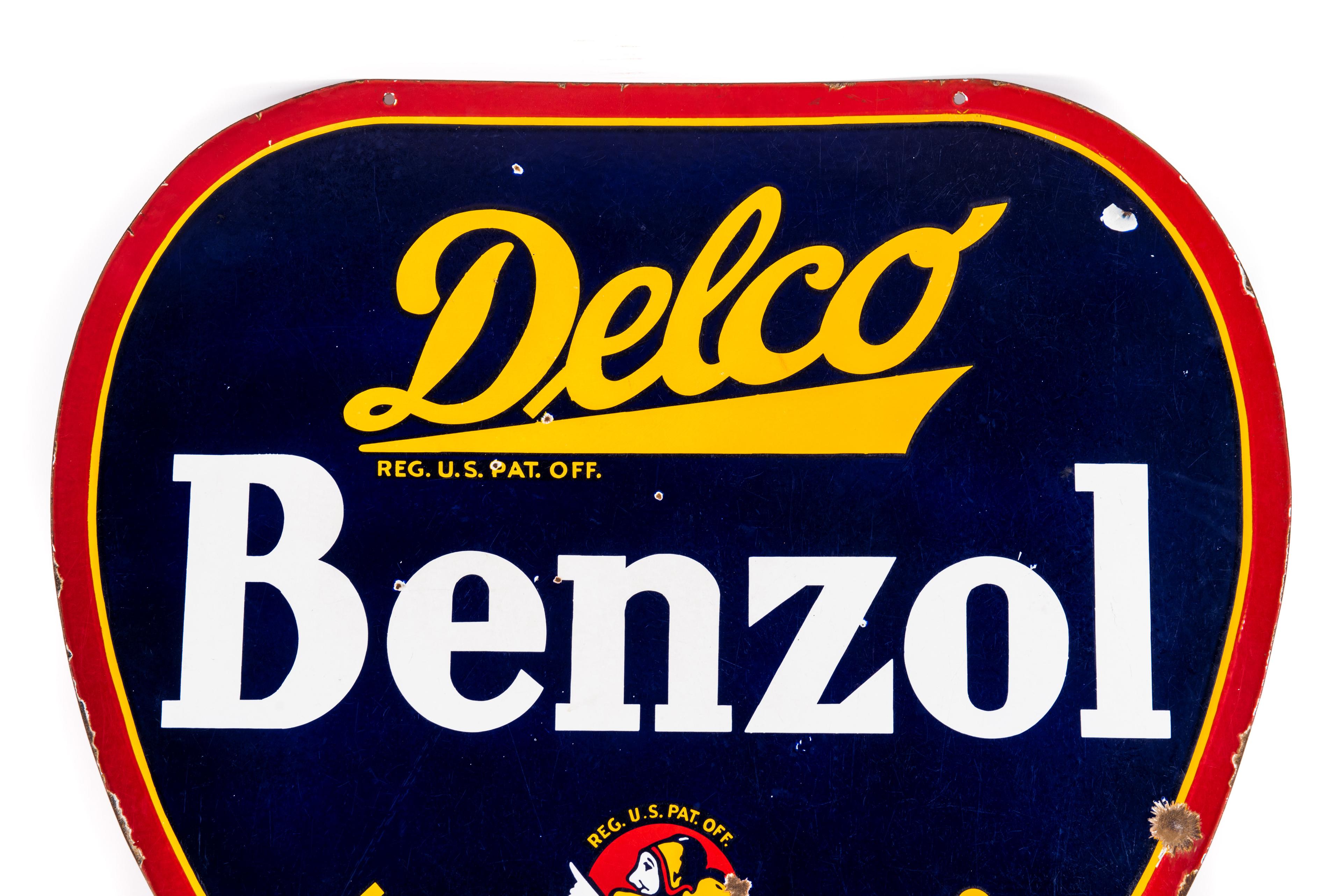 Delco Benzol Lindsay- McMillan Co. Porcelain Sign