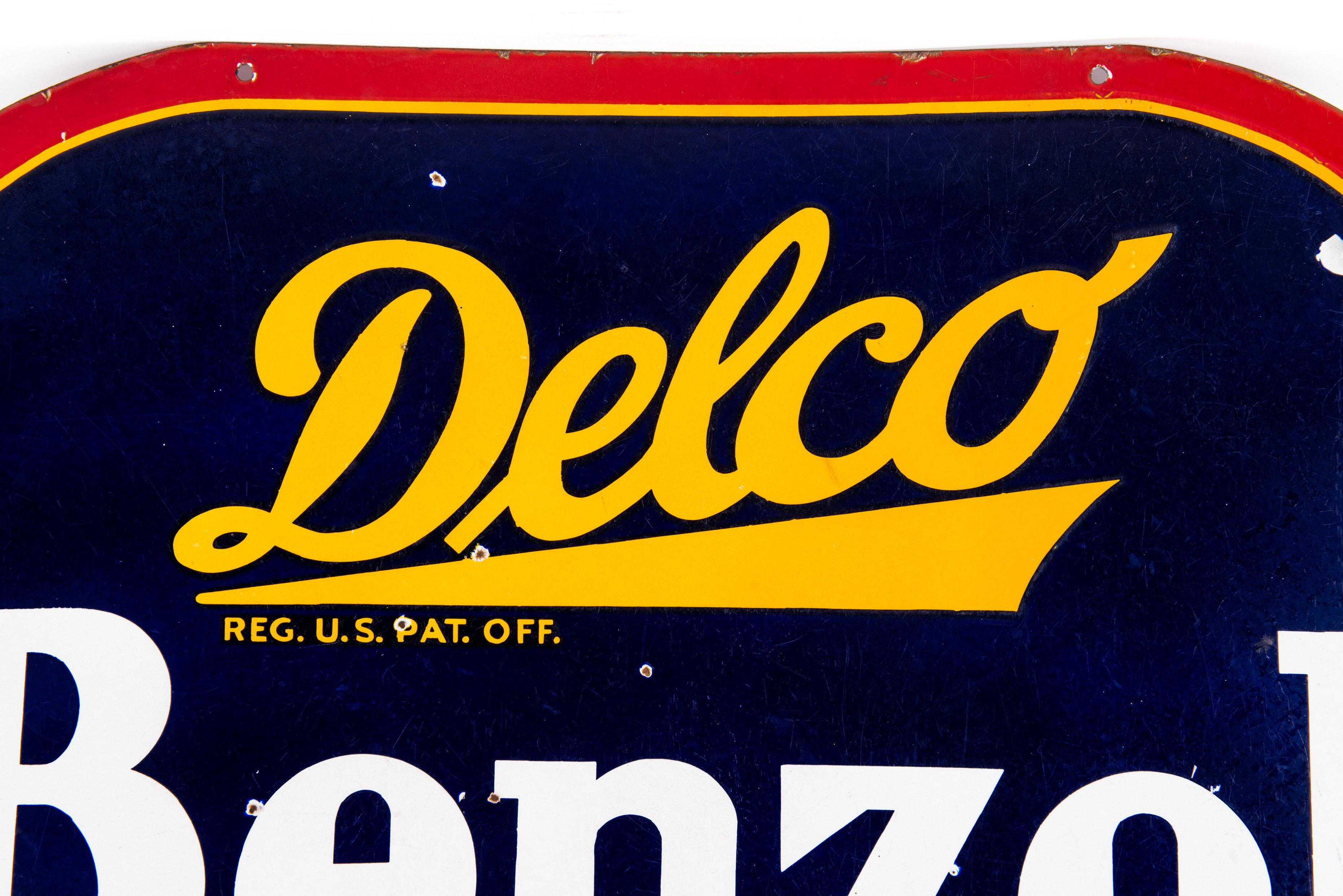 Delco Benzol Lindsay- McMillan Co. Porcelain Sign