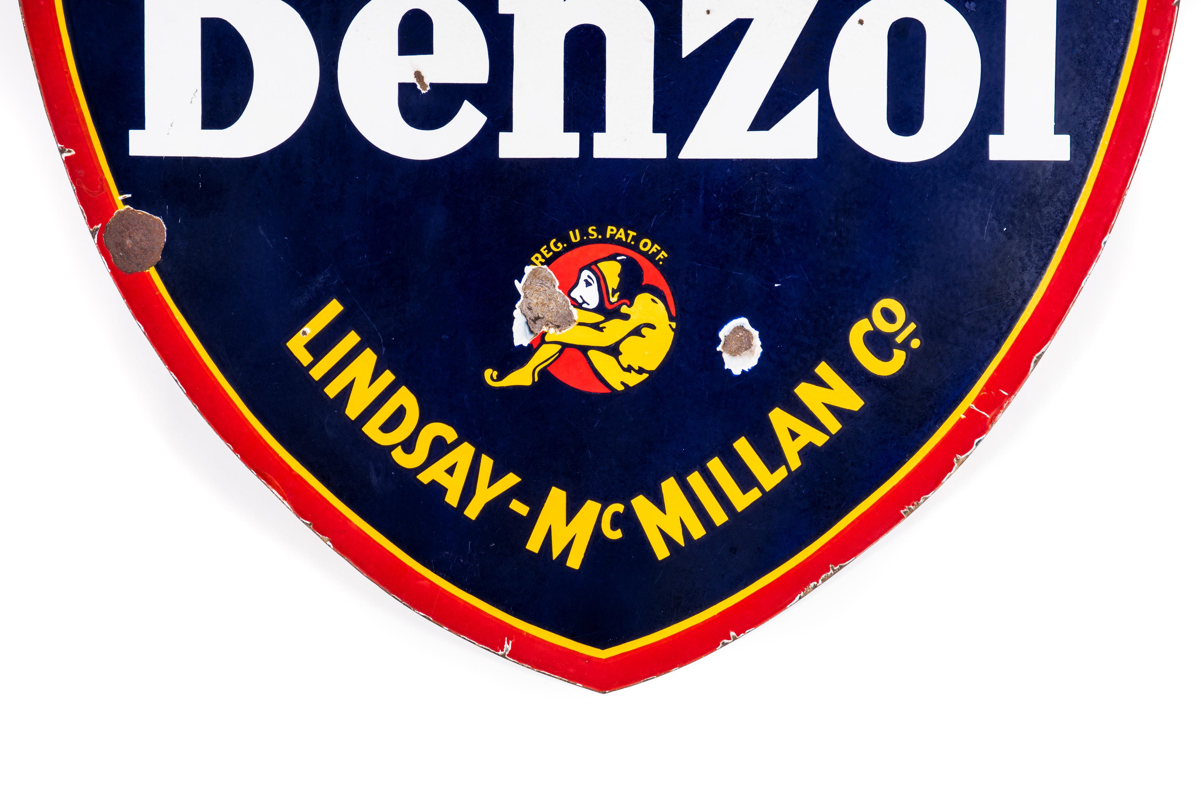 Delco Benzol Lindsay- McMillan Co. Porcelain Sign
