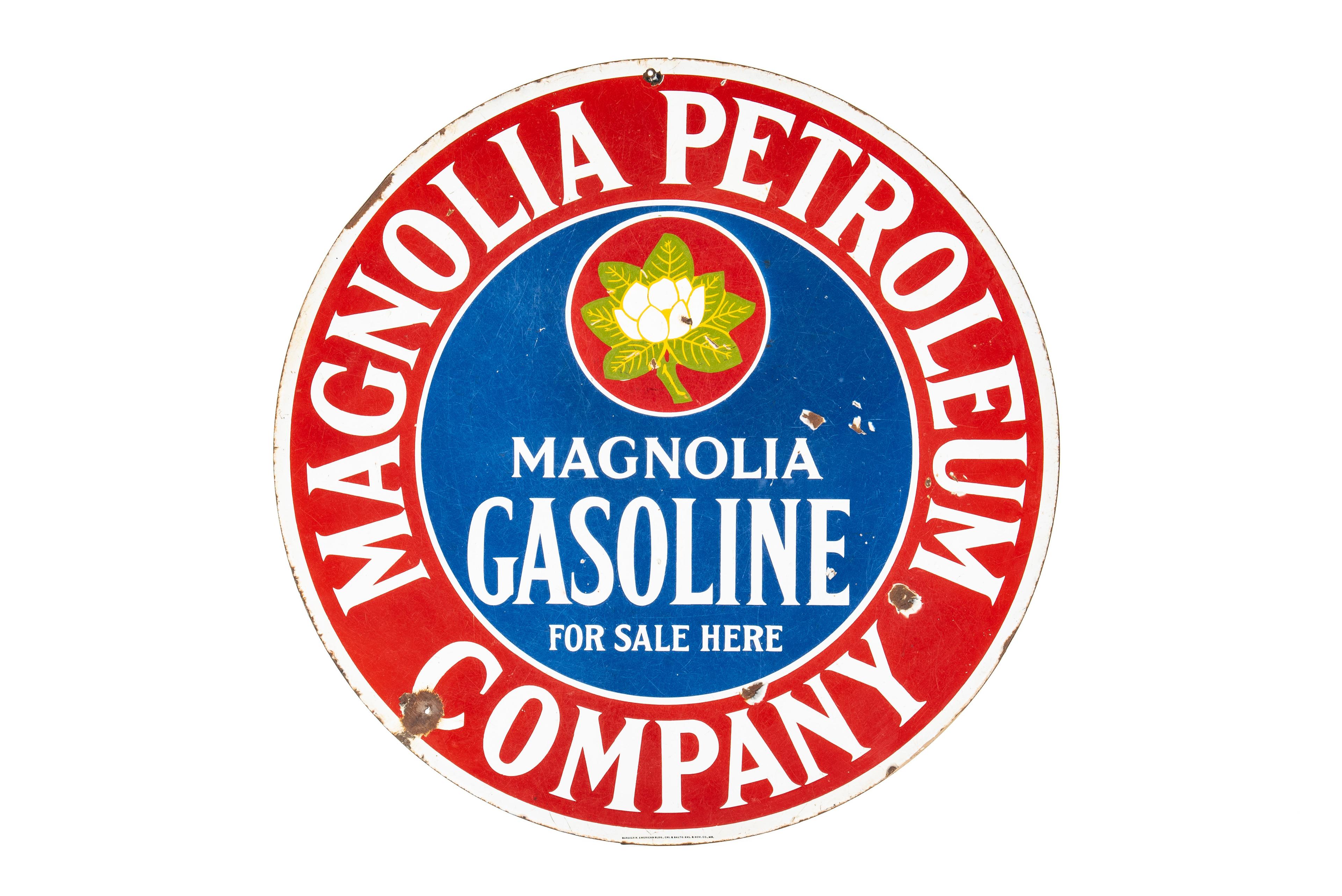 Magnolia Gasoline For Sale Here Porcelain Sign