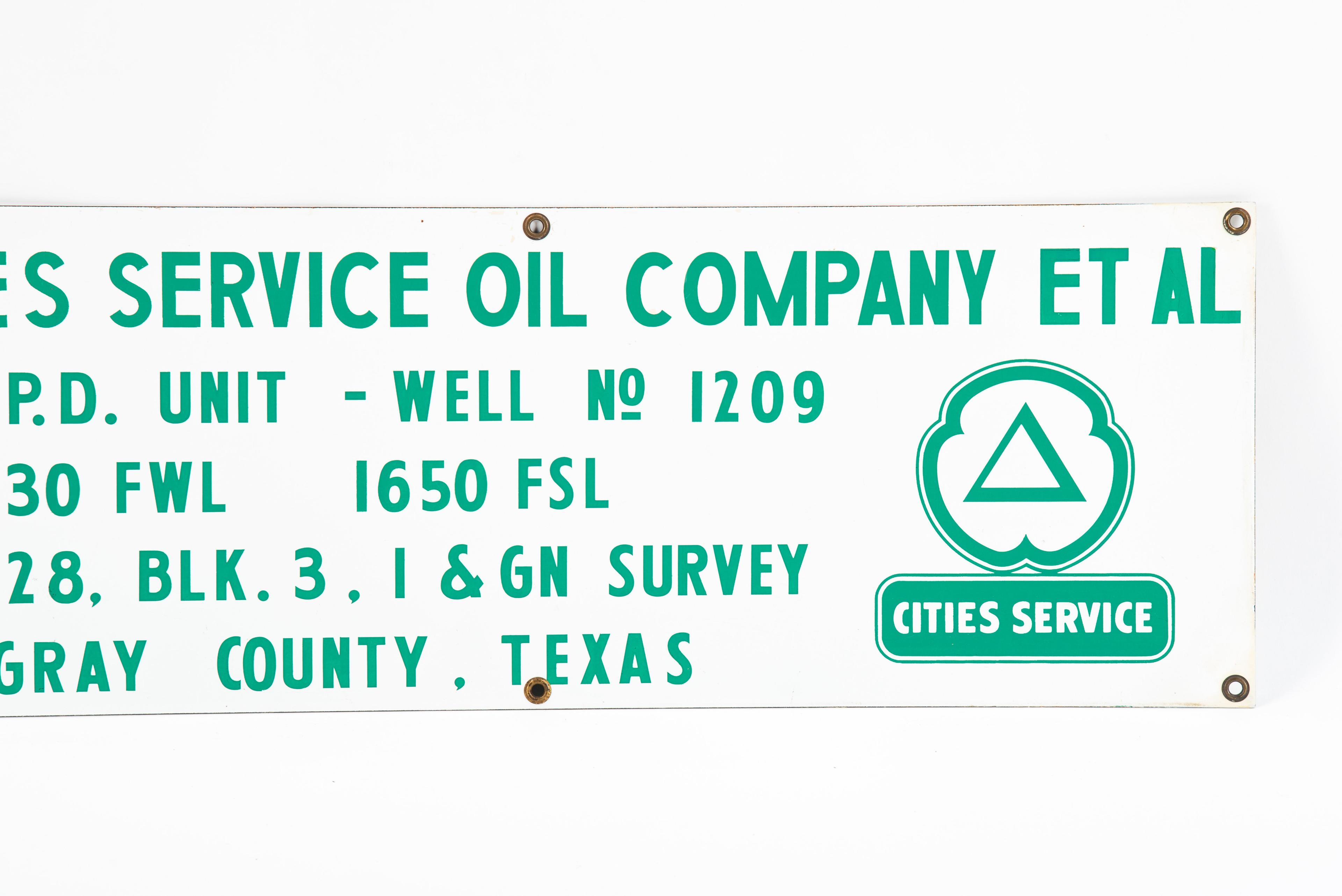 Cities Service Well No. 1209 Porcelain Sign