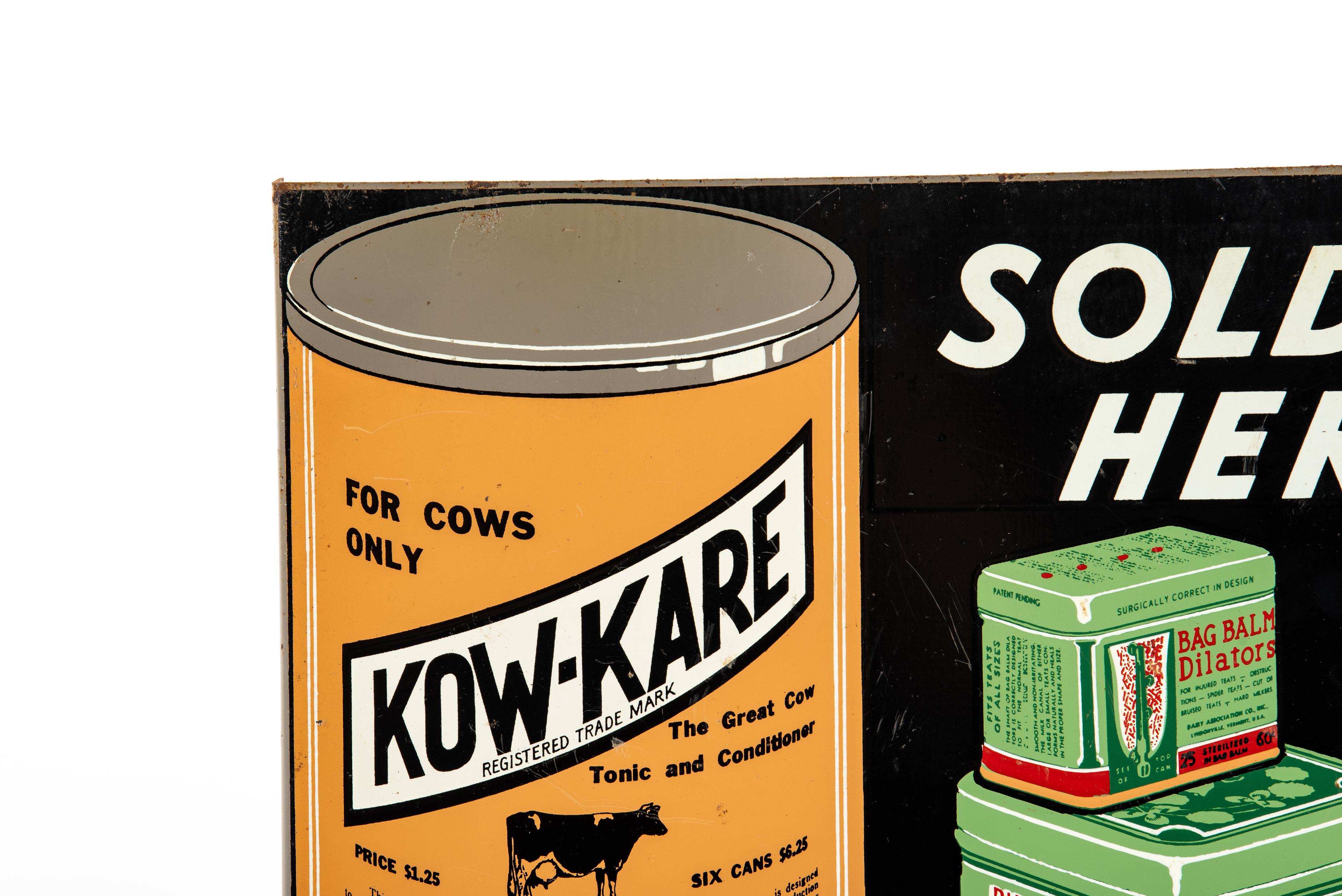 Kow-Kare Bag Balm Sold Here Tin Flange Sign