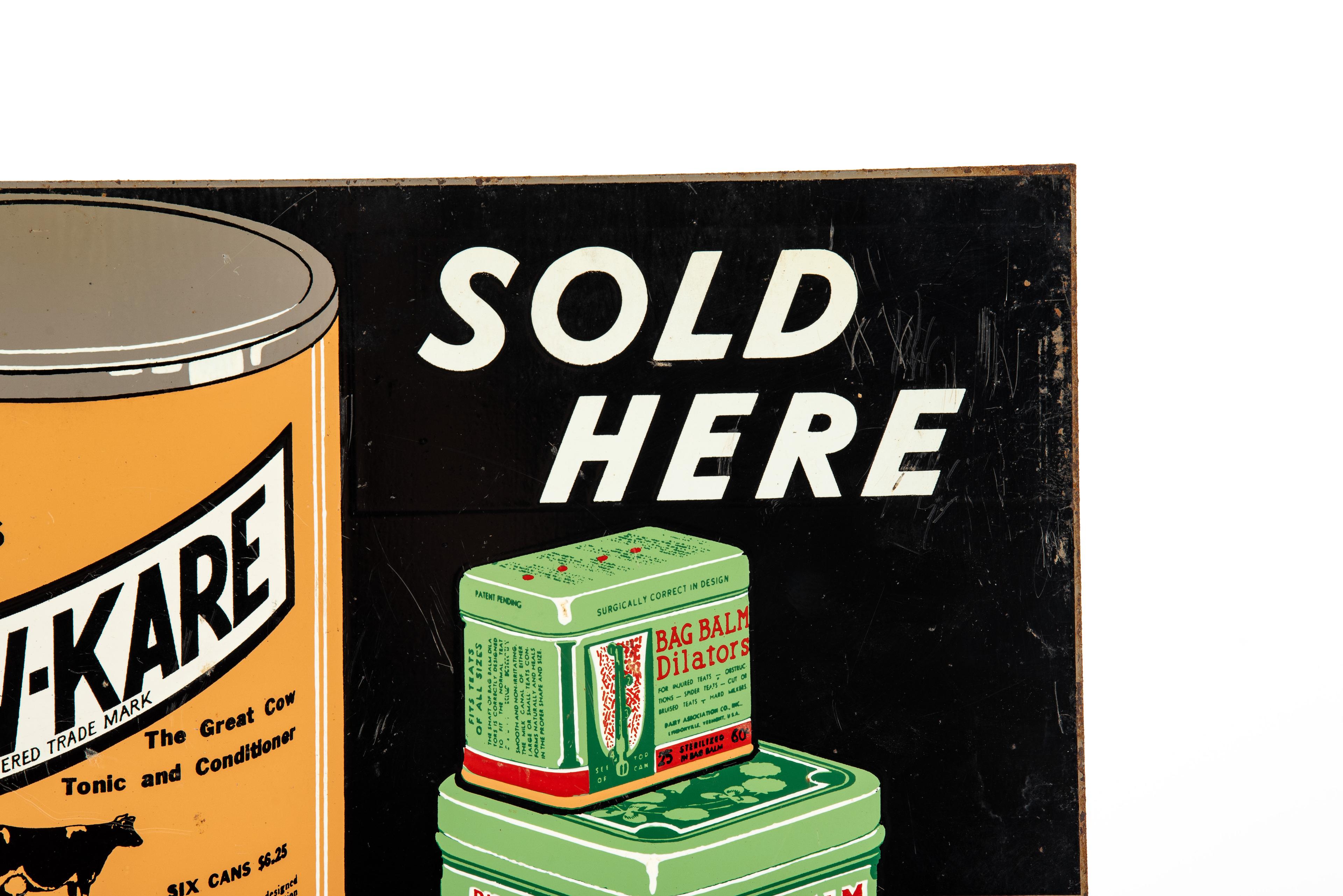 Kow-Kare Bag Balm Sold Here Tin Flange Sign