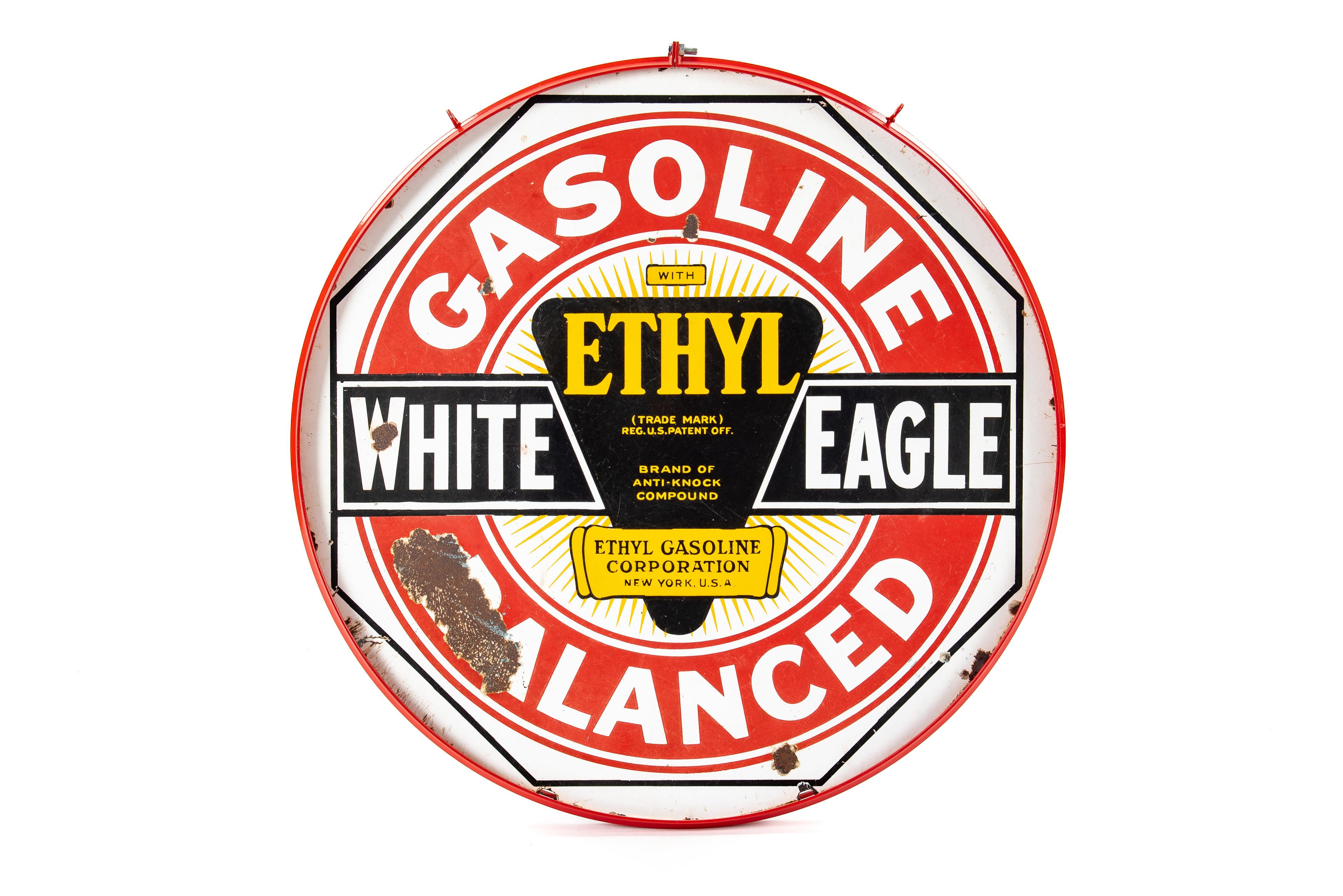 White Eagle Ethyl Balanced Gasoline Porcelain Sign