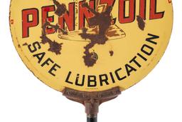 Pennzoil Safe Lubrication Porcelain Curb Sign